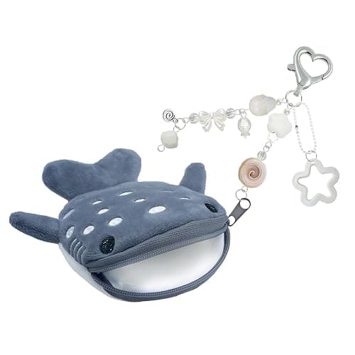 Whale Shark Coin Purse Keychain,Cute Plush Change Purse with Zipper Keychain,Kawaii Handmade Coin Pouches for Women - Image 1