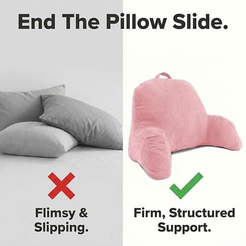 Microsuede Bed Rest - Backrest Pillow with Arms - Bed Rest Pillow - Reading Bedrest Lounger - Sitting Support Pillow - Soft But Firmly-Stuffed Fiberfill - Reading Pillow, Pink thumbnail 6