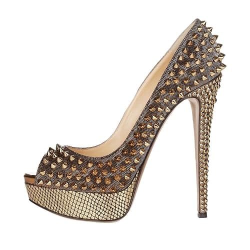 FSJ Women Classic Rivets Platform Heel Peep Toe Pumps High Stiletto Heel Slip On Studded Sexy Wedding Party Dance Shoes Size 4-16 US thumbnail 3