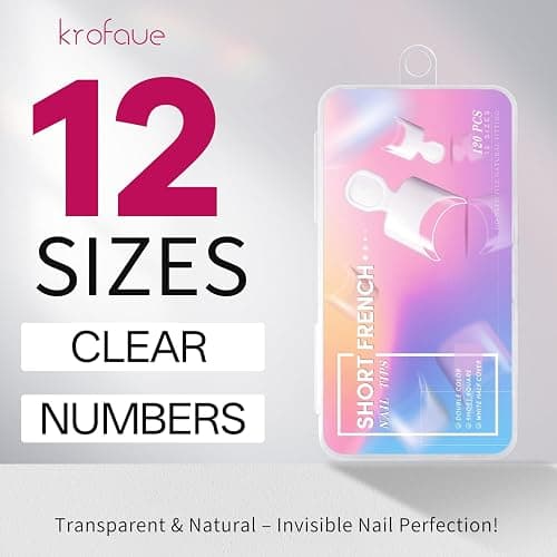 Krofaue French Nail Tips - 120PCS Acrylic White Fake Nails Art Tips 12 Sizes Half Cover False Nails Wrap Edge Square Nails with Case for DIY Nail Extensions thumbnail 9