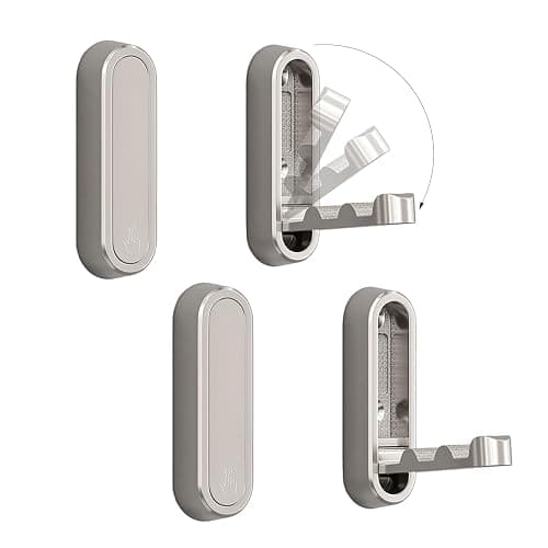 XSGTZMJ 4PCS Foldable Invisible Hook Zinc Alloy Bathroom Wall Hook Retractable for Closet Scarf Hat Robe Key Purse Bag Folding Hooks Minimalist Style (Silver) - Image 1