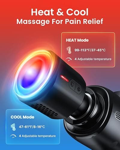 RENPHO Thermacool Massage Gun Deep Tissue with Heat and Cold Head, Handheld Muscle Massager with Carry Case, Percussion Body Muscle Masajeador for Men Women Athletes, Active thumbnail 4