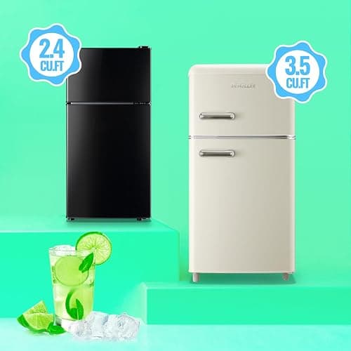 DEMULLER 45L Mini Fridge with Freezer & Double Door Small Size Tiny Refrigerator with 7 Temperature Control Knob Only Suitable for One Person Use Black thumbnail 6