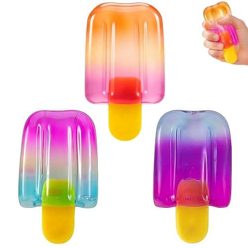 3 Pcs Ice Cream Squishy Toy, Summer Sensory Stress Relief Squeeze Squishy, Popsicle Squishy for Easter Basket Stuffers, Party Favors, Anxiety Relief Everyone, Birthday Gift - Image 1