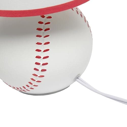 Simple Designs LT2119-BSB 10.7" SportsLite Mini Baseball Table Lamp for Kids Room, Mancave, White and Red thumbnail 4