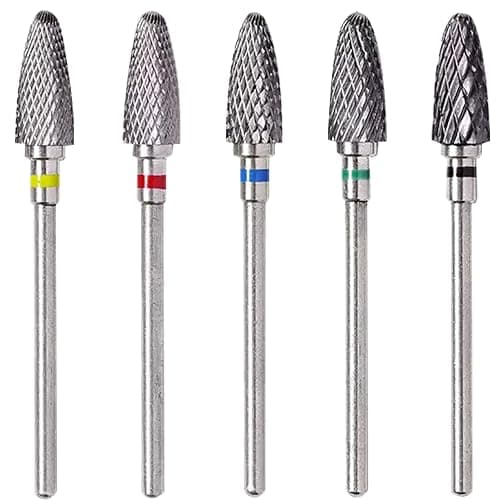 Alicer Bits für Elektrische Nagelfräser, 5 Stück Wolframcarbid Nagelfeile Bits, Professionelle Nagelfräser Aufsätze für Nagel Gel, Acryl Nagel, Maniküre Pediküre - Image 1