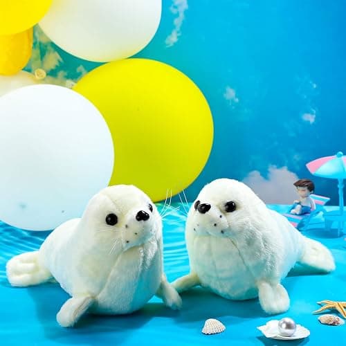 Sosation 4 Pcs Seal Plush Toy Seal Stuffed Animal White Chubby Seal Animal Doll Cute Seal Hug Pillow Plush Toys Set for Boy Girls Babies Toddlers,10 Inch, Room Decor thumbnail 4