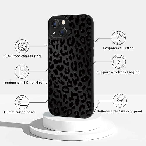 Cinysnt Cute Cheetah Print Phone Case for iPhone 13 Black Luxury Leopard Case 6.1", Aesthetic Pattern Design Cover Full Camera Lens Protective Shockproof Soft Slim TPU Funda for Women Girls thumbnail 5