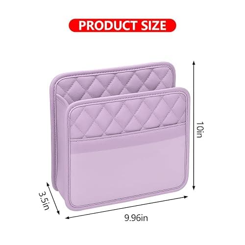 Mandark PU Leather Car Seat Back Organizer, Purple | Three-pocket layout with clear panel, elastic strap installation, fits most cars, SUVs, and trucks, car interior accessories thumbnail 2