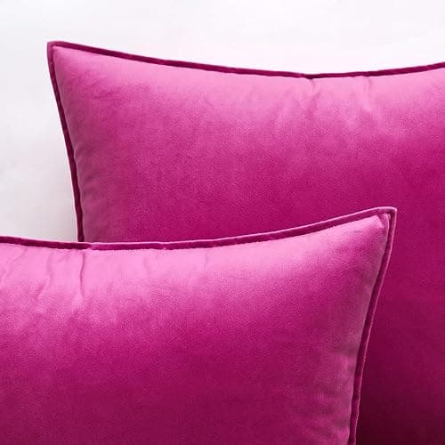 MIULEE Hot Pink Velvet Throw Pillow Covers 18x18 Soft Decorative Solid Square Cushion Cases Pack of 2 Modern Luxury Home Decor for Couch, Sofa, Bedroom thumbnail 4