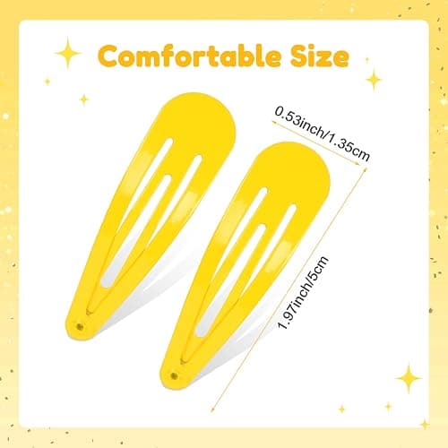 Pagabach 2 Inch Yellow Hair Clips Barrettes Metal Snap Clips for Women Durable Water Drop Ideal Hair Accessories for Hairdressing Wedding and Everyday Use 20 pcs thumbnail 2