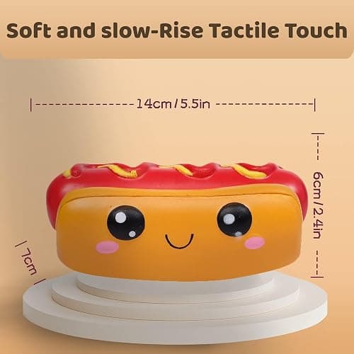 Anboor 4 Pcs Squishies Hot Dog Cake Bread Donut Kawaii Scented Soft Slow Rising Squeeze Stress Relief Kids Toy Xmas Stocking Stuffers Ideas thumbnail 8