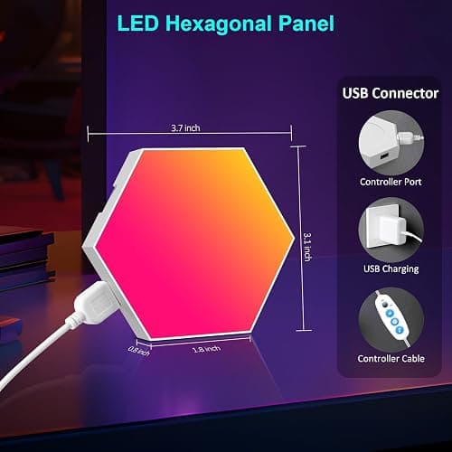 COLWINKU Hexagon Lights Gaming with Remote & App Control, 12 Pack RGB Led Hex Light Panels, Geometry Night Lamp DIY Hexagon Smart Wall Lights Sync to Music for Room Bar Decor Gaming Setup thumbnail 5