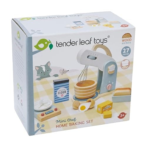 Tender Leaf Toys - Mini Chef Home Baking Set - 27 Pcs Wooden Baker's Mixing Set - Classic Toy for Pretend Cooking - Develops Social, Creative & Imaginative Skills - Learning Role Play - Age 3+ thumbnail 3