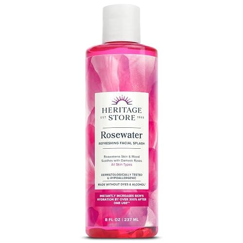 HERITAGE STORE Rosewater - Refreshing Facial Splash for Glowing Skin with Damask Rose - All Skin Types - Rose Water for Face - Made Without Dyes or Alcohol, Hypoallergenic, Vegan, Cruelty Free, 8oz - Image 1