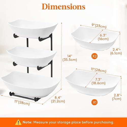 Lifewit Plastic Fruit Bowl Basket for Kitchen Countertop, 3 Tier Fruit Holder with Black Metal Stand, Serving Tray for Food, Vegetable, Cake, Dessert in Party thumbnail 3