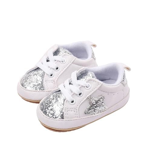 WaiHeikki Baby Sneakers Contrast Color Sequins Shoelace Soft Sole Non-Slip Infant First Walking Shoes for Spring Fall 0-18 M - Image 1