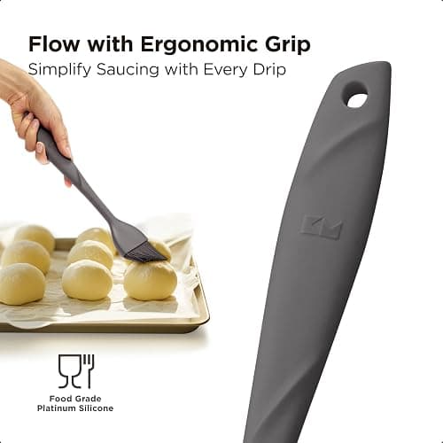 Kitchen Mama WaltzGrip Platinum Silicone Basting Pastry Brush: Set of 2 Heat-Resistant Brushes for Cooking, Baking, Grilling, and Spreading Oil or Butter - Dishwasher-Safe (Metal Gray) thumbnail 3