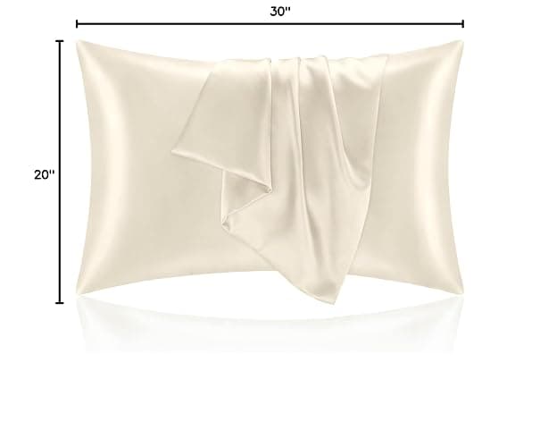 BEDELITE Satin Pillowcase for Hair and Skin, Super Soft and Cooling Similar to Silk Pillow Cases 2 Pack with Envelope Closure, Gift for Women Men(20"x30" Queen Size, Beige) thumbnail 3