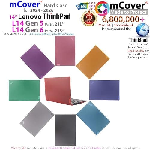mCover case ONLY Compatible for 2024-2025 14" Lenovo ThinkPad L14 Gen 5/6 Series Windows Notebook Computers(NOT Fitting Any Other Lenovo Models)- Black thumbnail 2