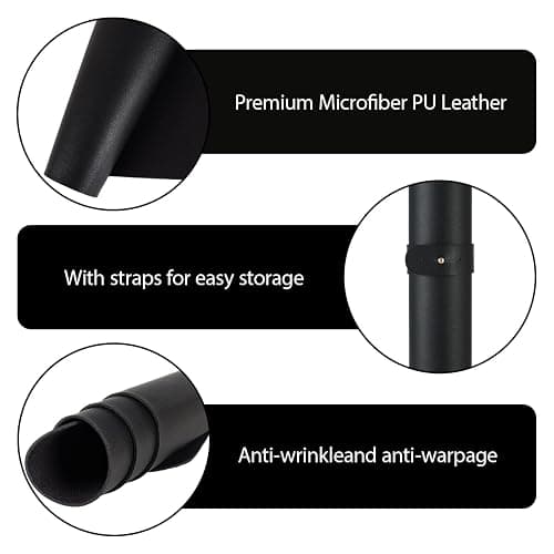 2 PCS Nail Art Table Mat, Soft Microfiber PU Leather Nail Pad, Foldable Nail Art Rest Pad, Reusable Nail Mat for Table Desk, Acrylic Nail Desk Mat for Nail Cushion (Black and Black) thumbnail 3