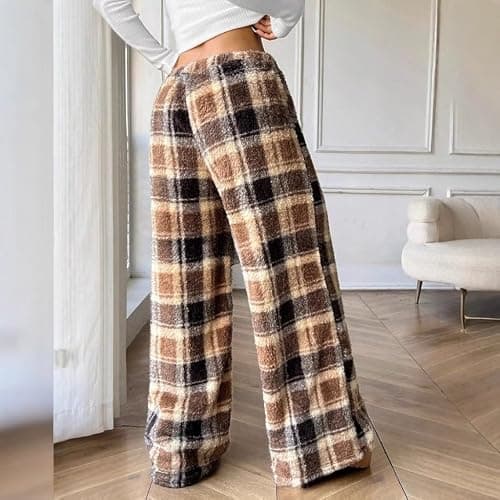 Leopard Pants Women Therian Fuzzy Pajama Pants Y2k Cheetah Pants Grunge High Waisted Fluffy Pants thumbnail 3