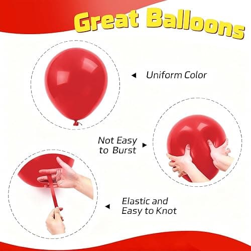 Red and Black Balloons - 60PCS 12 Inch White Pearl,Red,Black,Red Black Metallic Confetti Balloons for Wedding, Birthday, Baby Shower Party Decor thumbnail 4