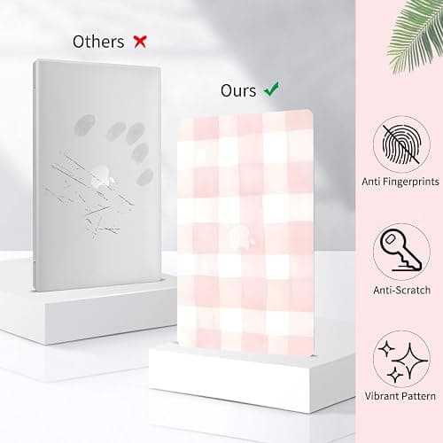 Seorsok Compatible with MacBook Air 13 Inch Case 2022 2021 2020-2018 Release A1932 A2179 M1 A2337,Cute Pink Retro Checkered Aesthetic Plastic Hard Case with Transparent Keyboard Cover,Pink Checkered thumbnail 4