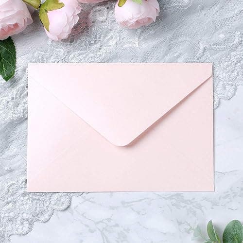 PONATIA 50 PCS/Pack A7 Envelopes, 5.25 x 7.48'' Sparkle Blush Pink Envelopes, Perfect for 5 x 7'' Wedding Invitation Cards, Graduation Invite, Acrylic Invitations, Photos thumbnail 2