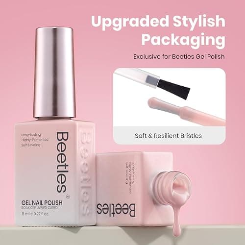 Beetles Nude Pink Gel Nail Polish, 8ml HEMA-Free Natural Jelly Gel Polish | Nail Concealer Sheer Translucent Effect Soak Off UV Misty Rose Collection Nail Art Manicure Gift for Women thumbnail 7