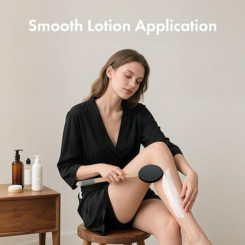 AmazerBath Lotion Applicator for Back, Feet, 4 Replacement Pads with 17" Curved Handle, Back Sunscreen Applicator for Kids, Elderly, Women, Apply Skin Cream Medicine Moisturizer Tanner, Black thumbnail 7