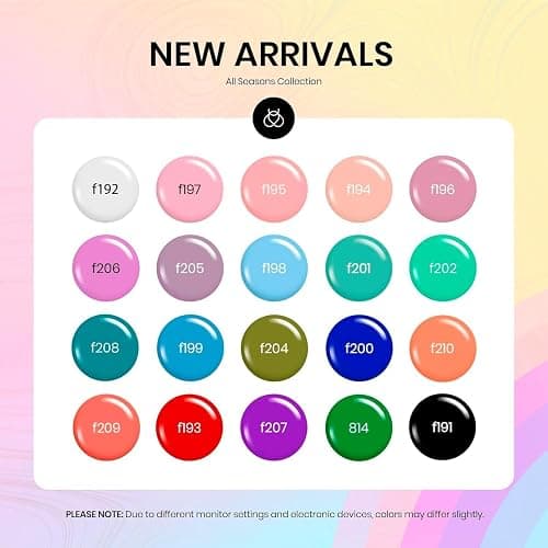 Beetles Spring Gel Polish Set - 20 Colors Red Green White Black Nude Valentines Gel Nail Polish with Base Top Coat Trendy Colors Uv LED Lamp Salon DIY at Home Nails Gifts for Women Vibrant Subtle thumbnail 2
