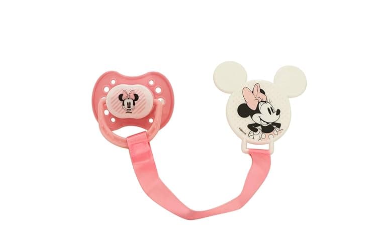 Disney Cudlie Minnie Mouse Baby Girl 4 Pack of 2 Pacifiers & 2 Clips with Sugar & Spice Print thumbnail 5