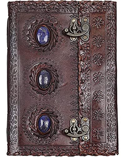 Leather Journal Medieval Stone Embossed Handmade Book of Shadows Vintage Notebook Office Diary College Poetry Sketch Book 10 x 7 Inches - Gift for women & men thumbnail 5