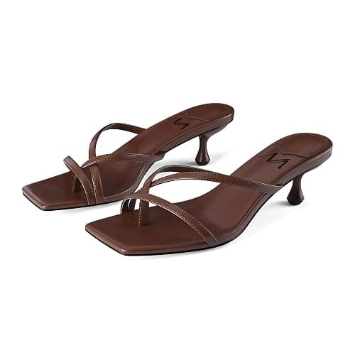 MIRAAZZURRA Kitten Heels for Women Flip Flop Thong Heel Square Open Toe Low Heel Slip On Slides for Daily Party Summer - Image 1