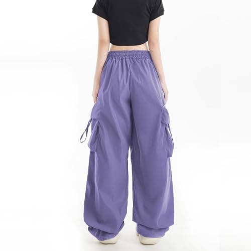 Skateboard Frog Women Y2K Baggy Streetwear Hip Hop Parachute Pants Lightweight Wide Leg Drawstring Cargo Pants Dance thumbnail 4