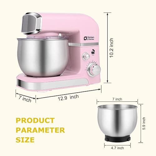 Kitchen in the box Stand Mixer,3.2Qt Small Electric Food Mixer,6 Speeds Portable Lightweight Kitchen Mixer for Daily Use with Egg Whisk,Dough Hook,Flat Beater (Pink) thumbnail 3