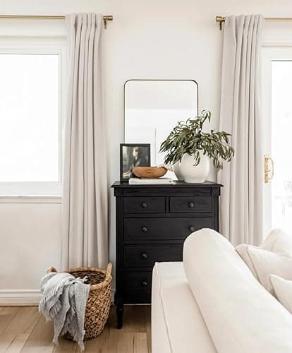 INOVADAY 100% Blackout Curtains 84 Inches Length 2 Panels Set, Back Tab/Rod Pocket Linen Black Out Curtains for Bedroom, Thermal Insulated Window Drapes - Cream, W50 X L84 thumbnail 6