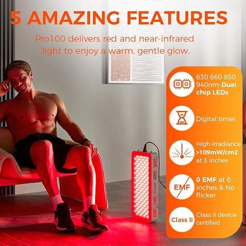 BestQool Red Light Therapy for face Body, 4 Wavelengths Infrared Red Light Therapy, 100 Elite Grade Dual Chip LEDs, High Power Red Light Panel, Infrared Light Therapy Device, Modular Design. 170W thumbnail 7