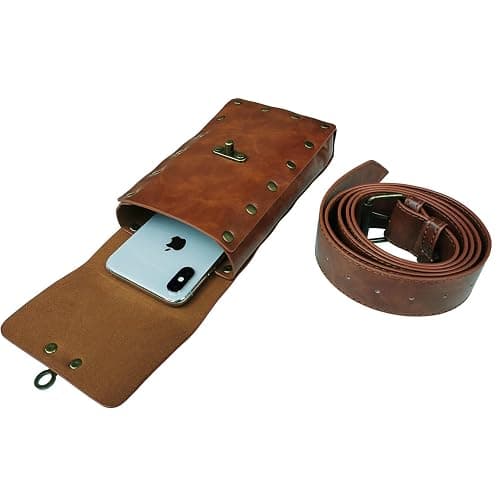 Larswon Plus Size Renaissance Leg Harness Bag - Synthetic Leather Belt Bag for Women - Dark Coffee thumbnail 7