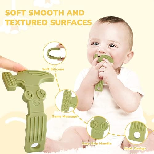TYRY.HU Baby Teething Toys for Babies 0-6 Months 6-12 Months, BPA Free Silicone Baby Molar Teether Chew Toys, Hammer Wrench Spanner Pliers for Boys Girls, Soft-Textured, Easy to Hold & Clean, 4 Packs thumbnail 5