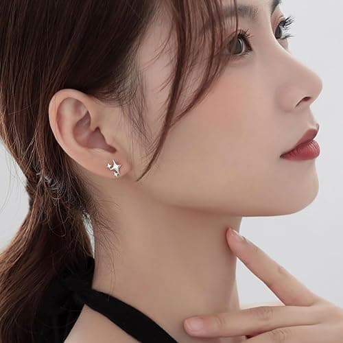 Sterling Silver Post Earrings Star Stud Earrings for Women Teen Trendy Hypoallergenic Small Post Pierced Studs Earrings Jewelry Gifts thumbnail 4