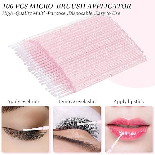 200Pcs Eyelash Extension Supplies Kit,Disposable Lash Spoolies Brushes Micro Swab Brushes Mascara Wand Lip Brushes for Eyelash Extension Tattoo Lipstick Applicator (Crystal Pink) thumbnail 4
