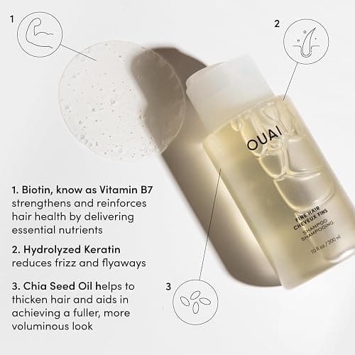 OUAI Fine Shampoo and Conditioner Set - Sulfate Free Shampoo and Conditioner for Women & Men - Made with Keratin, Marshmallow Root, Shea Butter & Avocado Oil - Free of Parabens & Phthalates (10 Fl Oz) thumbnail 3