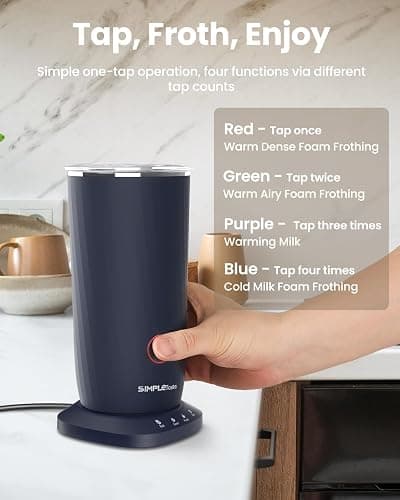 SIMPLETASTE Milk Frother, 4-in-1 Electric Milk Frother and Steamer, Automatic Warm and Cold Foam Maker and Milk Warmer for Latte, Cappuccinos, Dark Blue thumbnail 3