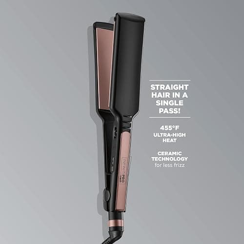 Infiniti PRO CONAIR Rose Gold Ceramic Flat Iron Hair Straightener, 1 3/4-Inch Flat Iron with Extra-Long Plates, Including a Floating Plate, Advanced Heat Technology, Black thumbnail 4