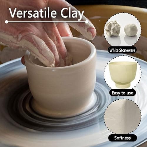 Old Potters Mid High Fire White Stoneware Clay for Pottery | Cone 5-10 | Ideal for Wheel Throwing, Hand Building, Sculpting | Great for All Skill Levels | Greenware Clay, 10 lbs. thumbnail 3