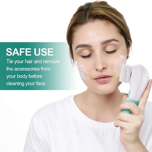 Facial Cleansing Brush Electric Facial Exfoliating Massage Brush with 3 Cleanser Heads and 2 Speeds Adjustable for Deep Cleaning, Removing Blackhead, Face Massaging thumbnail 6