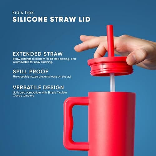 Simple Modern Kids 24 oz Tumbler with Handle and Silicone Straw Lid | Spill Proof and Leak Resistant | Reusable Stainless Steel Bottle | Gift for Kids Boys Girls | Trek Collection | Scout Mix thumbnail 4