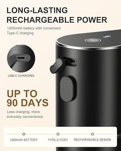Fantictas Automatic Liquid Soap Dispenser, 3 Levels for Kitchen and Bath | For Hand and Dish Soap, Responsive Sensor, Type-C Charging, 90-day Use, Wall Mountable, IPX5 Waterproof, 350ML, Black Gel thumbnail 5